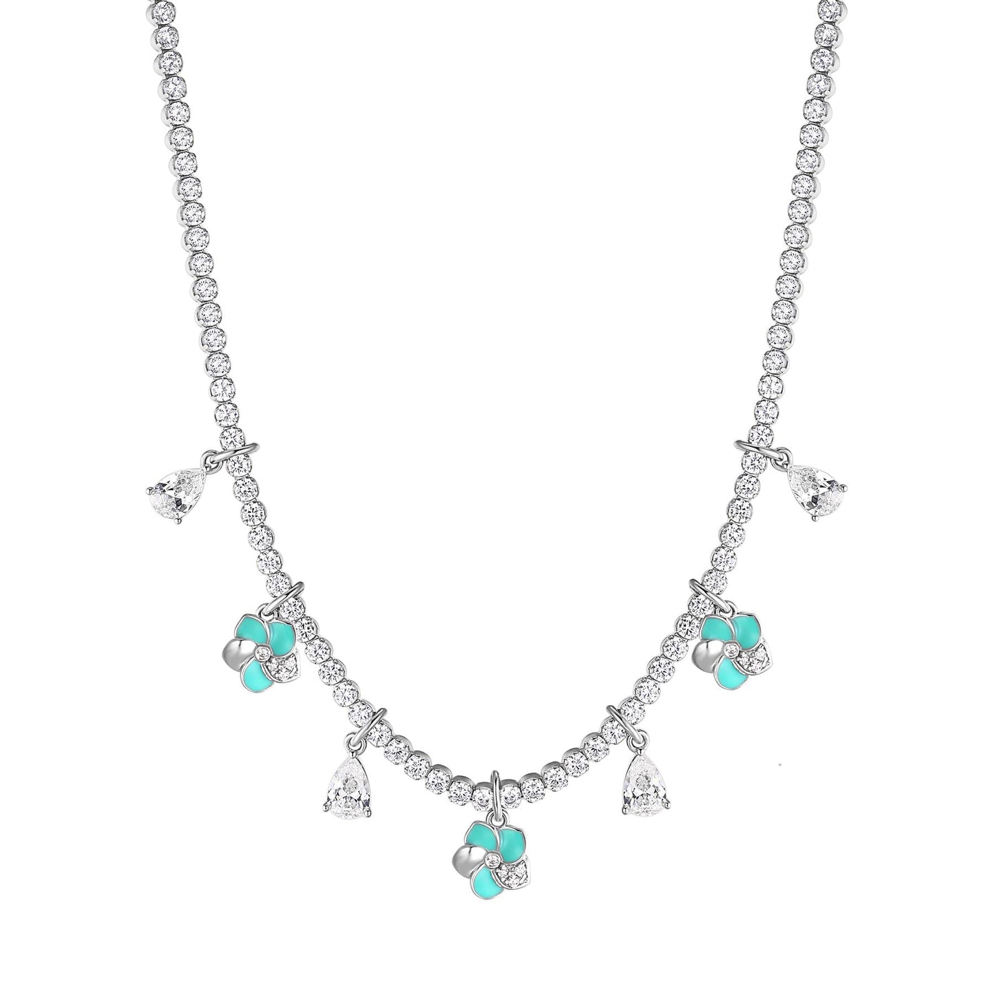 Rosato gaia Tennis necklace with spring pendants - Silver