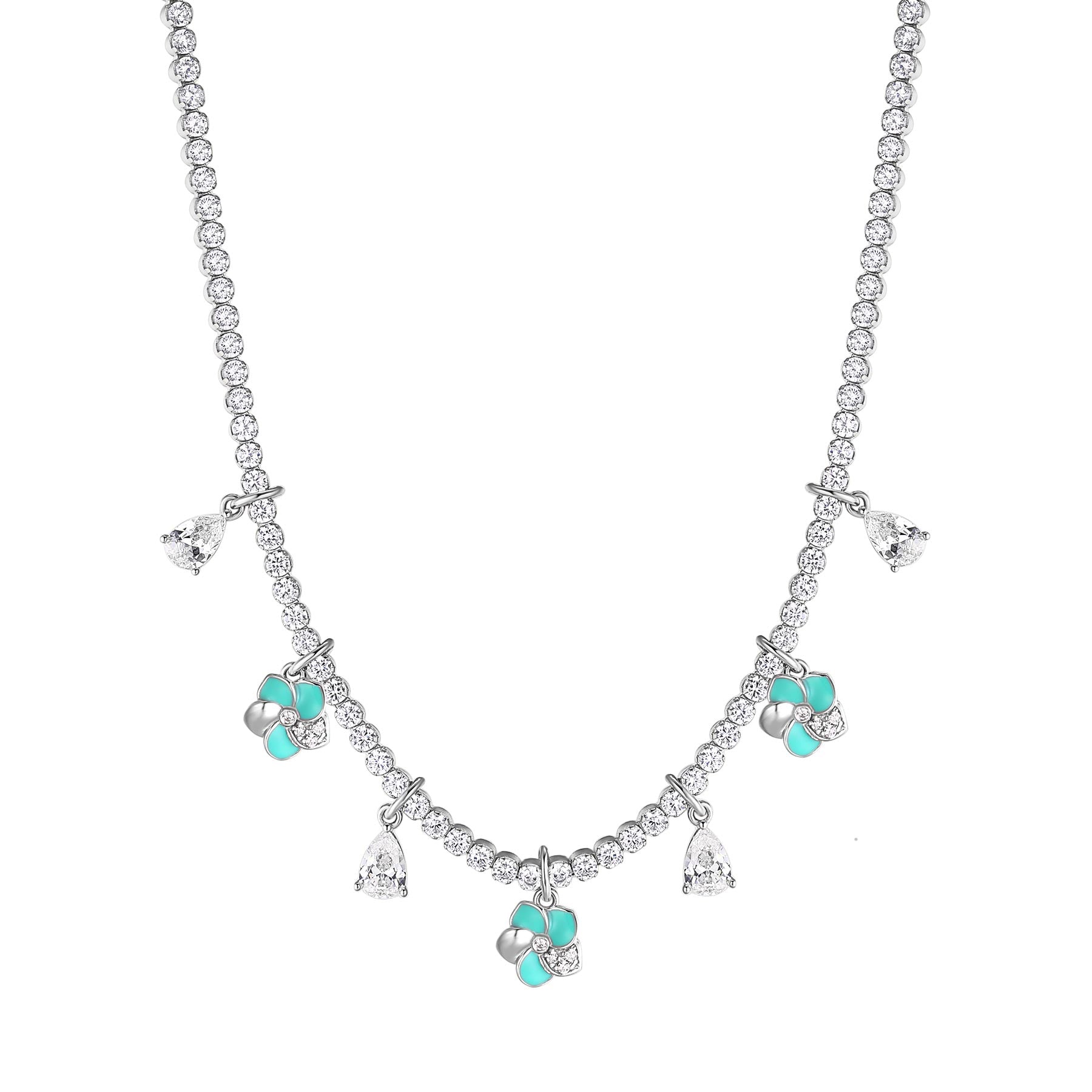 Rosato gaia Tennis necklace with spring pendants - Silver