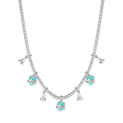 Rosato gaia Tennis necklace with spring pendants - Silver