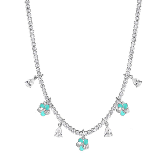 Rosato gaia Tennis necklace with spring pendants - Silver