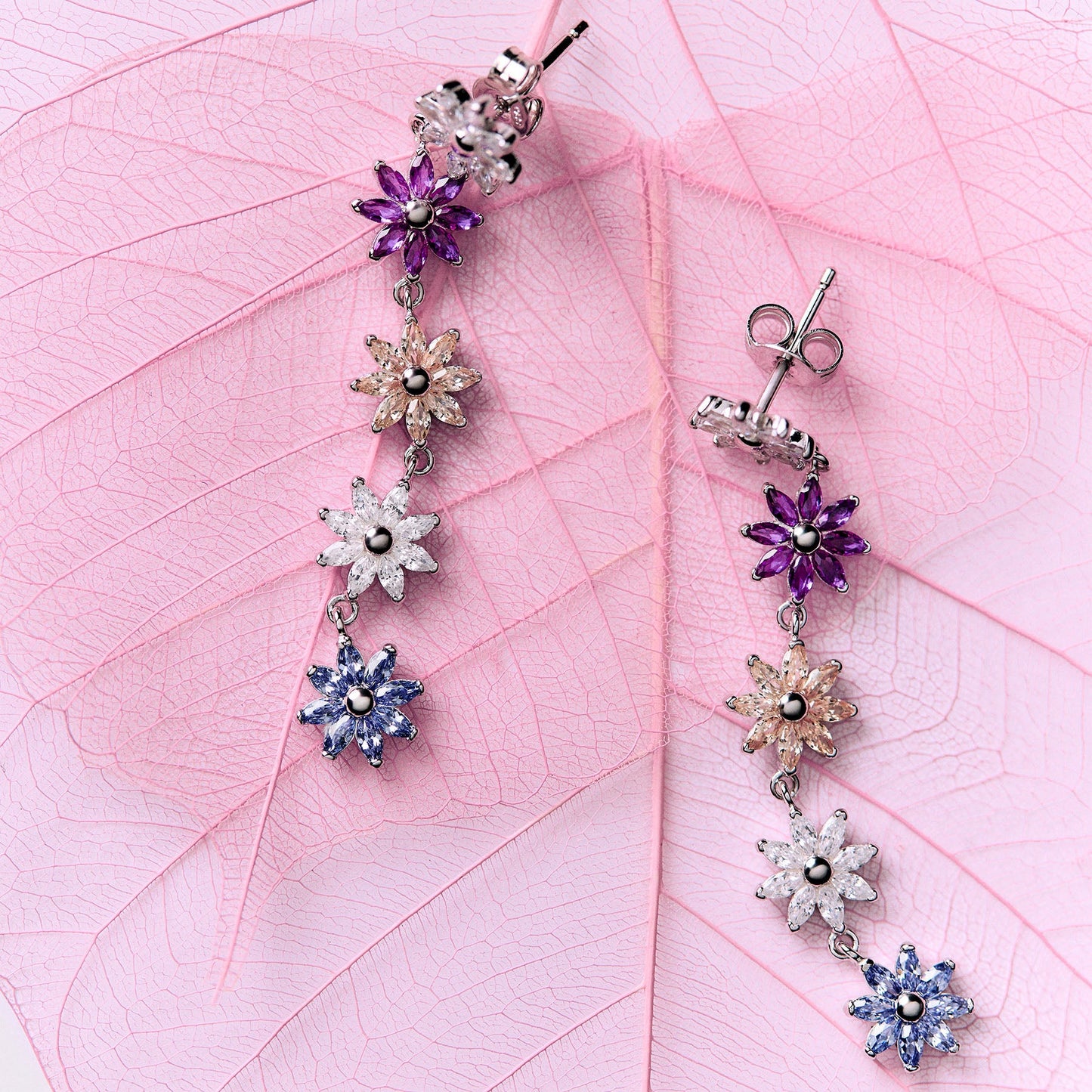 Rosato gaia dangling floral earrings - Silver