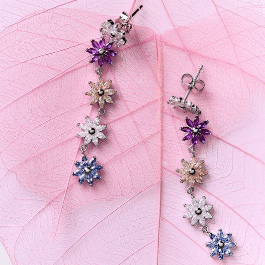Rosato gaia dangling floral earrings - Silver