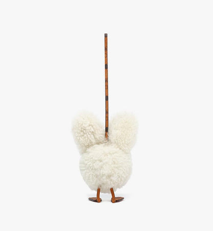 MXZEATA07WT001-Rabbit Charm in Lamb Fur and Visetos|White