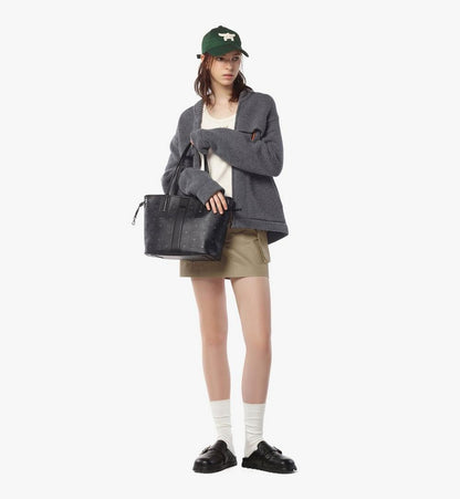 MWPDSLR02BK001-Reversible Liz Shopper in Visetos|BLACK