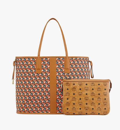 MWPCSVI02CO001-Reversible Liz Shopper in Visetos|COGNAC
