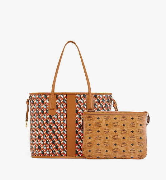 MWPCSVI01CO001-Reversible Liz Shopper in Visetos|COGNAC