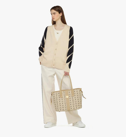 MWPCSVI01I8001-Reversible Liz Shopper in Visetos|BEIGE + BLACK