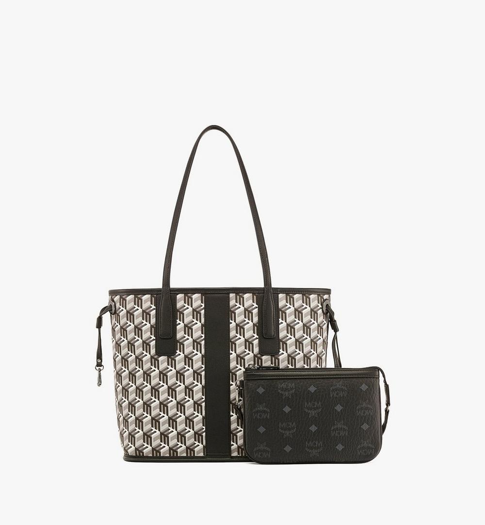 MWPDSLR02BK001-Reversible Liz Shopper in Visetos|BLACK