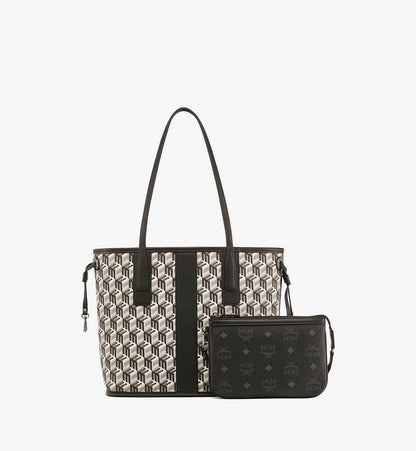 MWPDSLR02BK001-Reversible Liz Shopper in Visetos|BLACK
