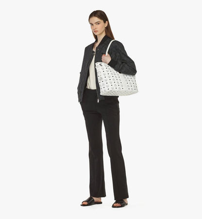 MWPCSVI01WT001-Reversible Liz Shopper in Visetos|White