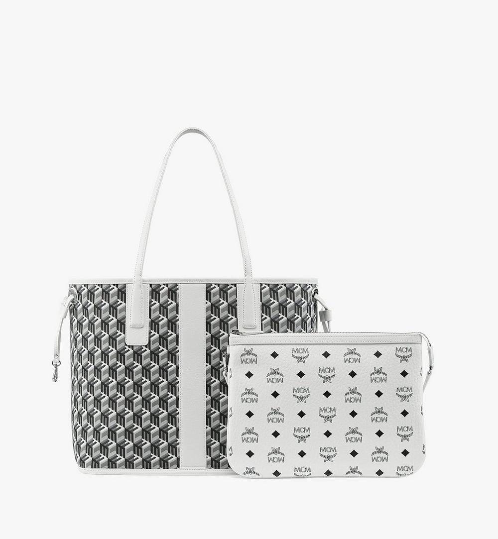 MWPCSVI01WT001-Reversible Liz Shopper in Visetos|White