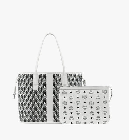 MWPCSVI01WT001-Reversible Liz Shopper in Visetos|White