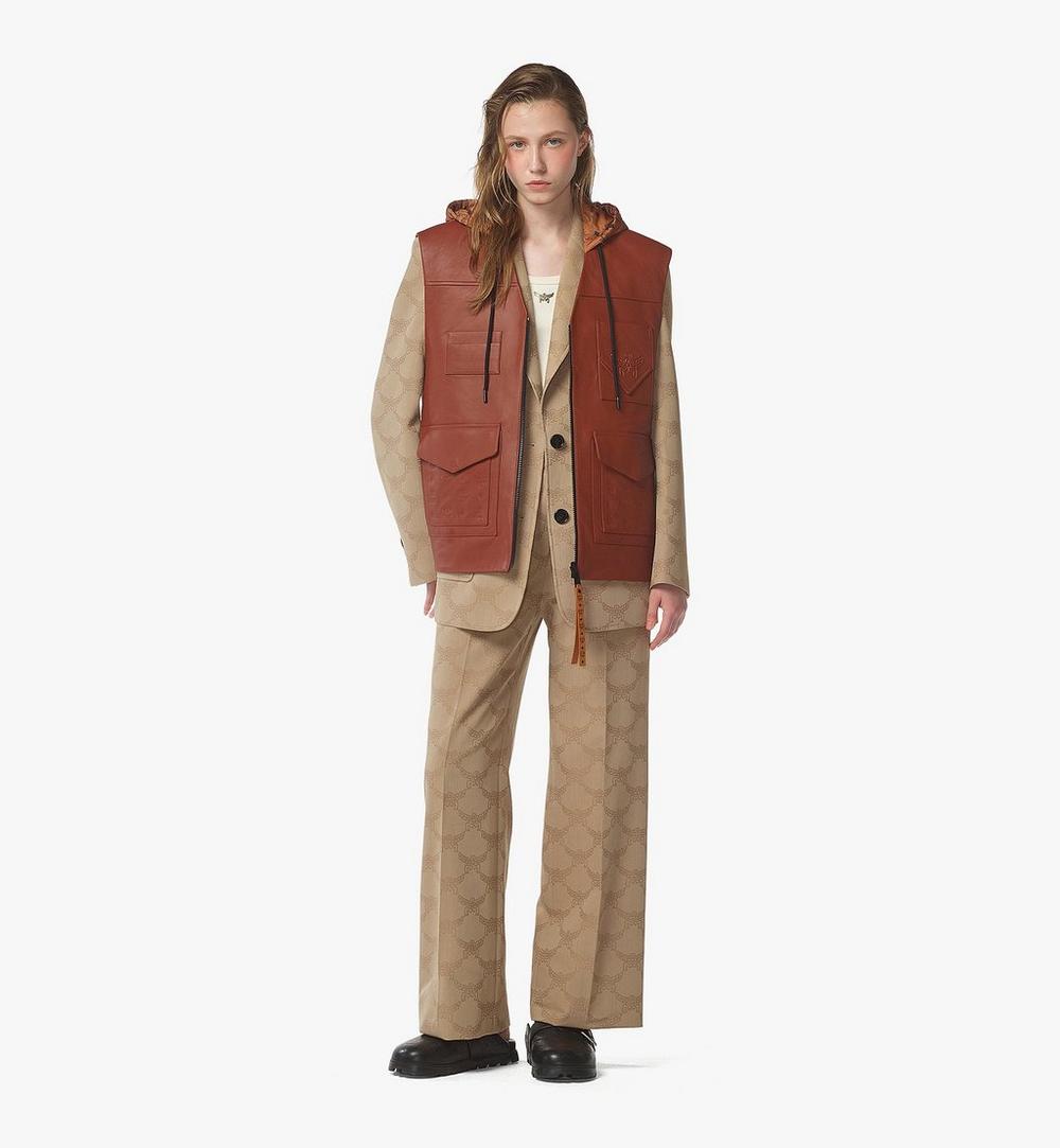 MHVFSMM02NR044-Reversible Vest in Lamb Leather and Monogram Nylon|BROWN