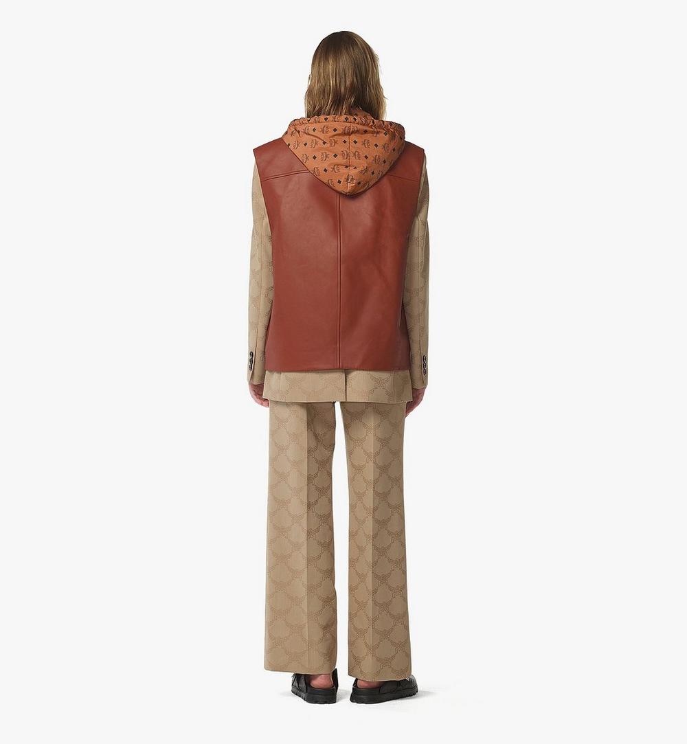 MHVFSMM02NR044-Reversible Vest in Lamb Leather and Monogram Nylon|BROWN