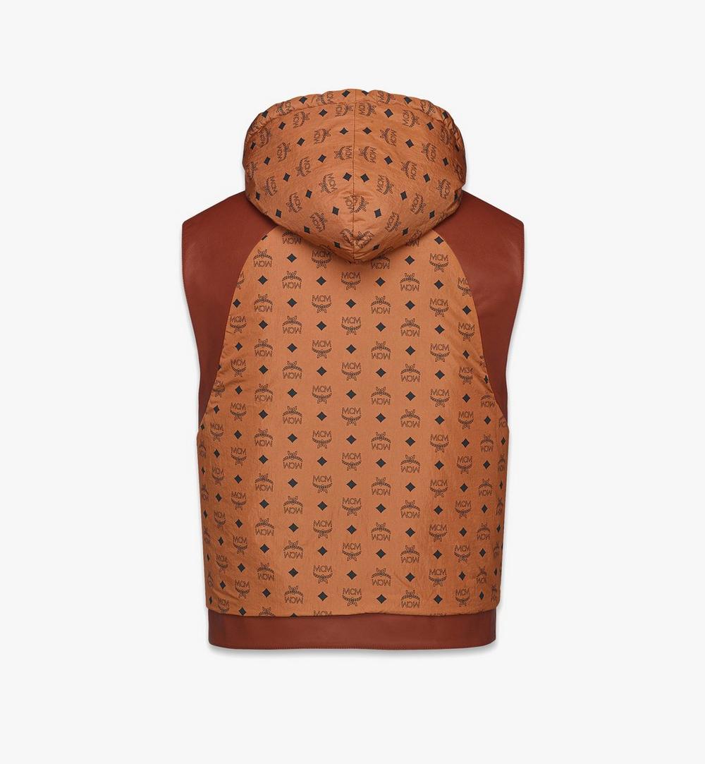 MHVFSMM02NR046-Reversible Vest in Lamb Leather and Monogram Nylon|BROWN