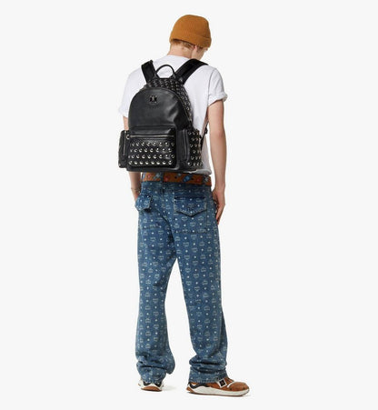 MMKGSVE05BK001-Stark Backpack in Galactic Gala Lamb Leather|BLACK