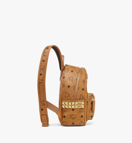 MMKEAVE16CO001-Stark Side Studs Backpack in Visetos|COGNAC