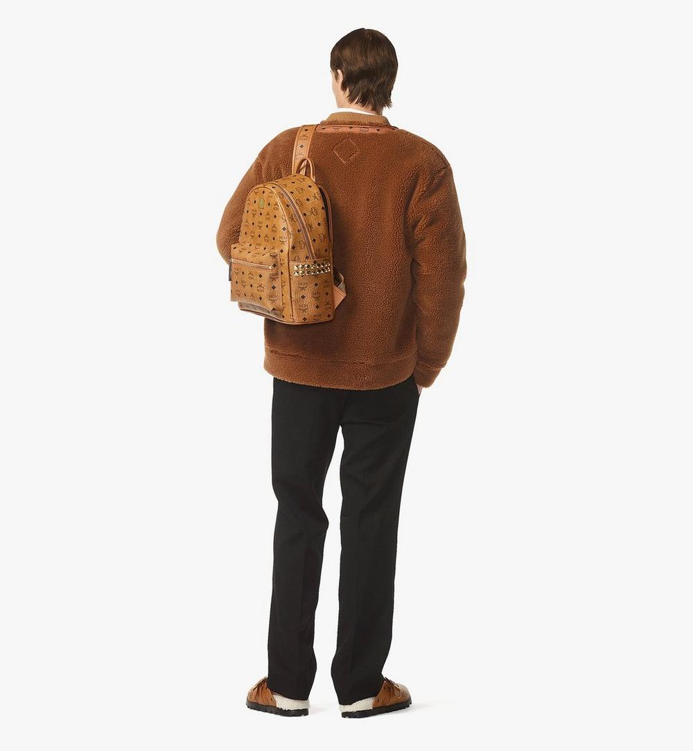 MMKEAVE14CO001-Stark Side Studs Backpack in Visetos|COGNAC