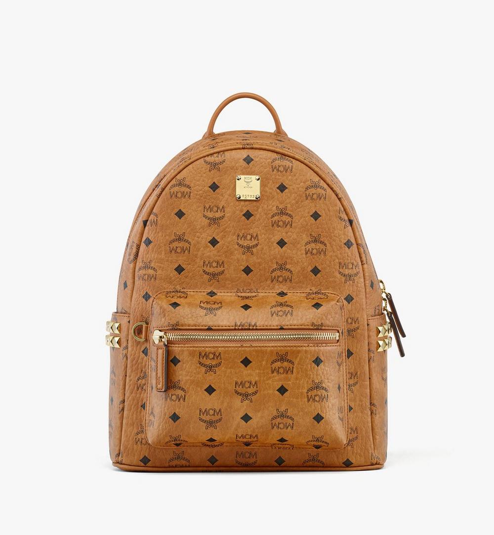 MMKEAVE14CO001-Stark Side Studs Backpack in Visetos|COGNAC