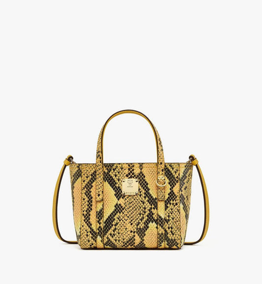 MWPFSMT05Y0001-Toni Top-Zip Shopper in Python Print Coronet|OLD GOLD