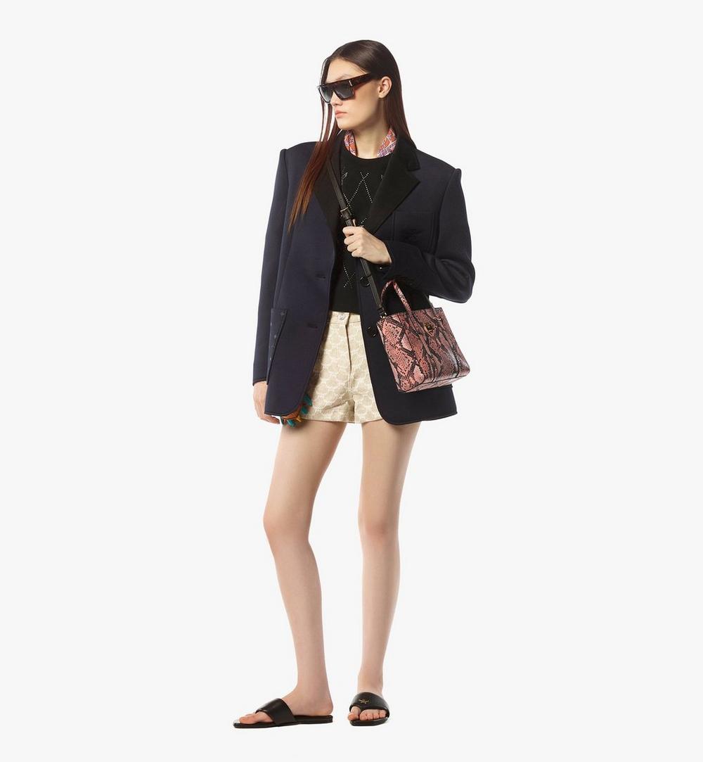 MWPFSMT04Q2001-Toni Top-Zip Shopper in Python Print Coronet|BLUSH PINK