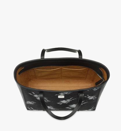 MWPGSMT10BK001-Toni Top-Zip Shopper in Rabot Visetos|BLACK