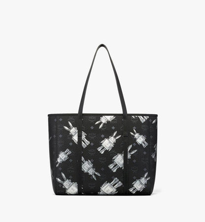 MWPGSMT10BK001-Toni Top-Zip Shopper in Rabot Visetos|BLACK
