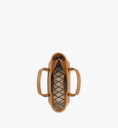 MWPAATN04CO001-Toni Top-Zip Shopper in Visetos|COGNAC