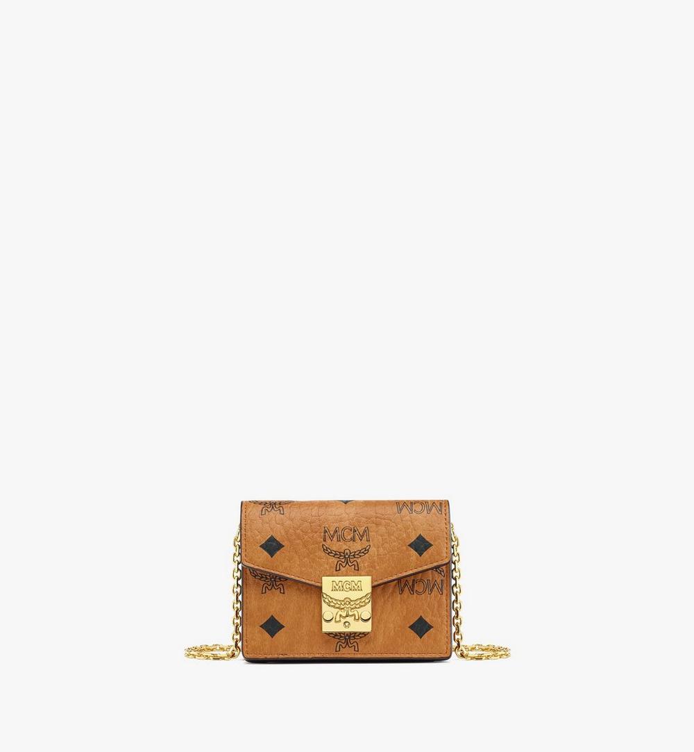 MYAESXT02CO001-Tracy Chain Card Wallet in Visetos|COGNAC
