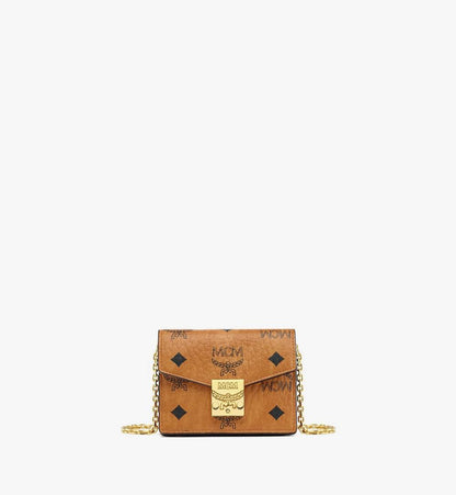 MYAESXT02CO001-Tracy Chain Card Wallet in Visetos|COGNAC