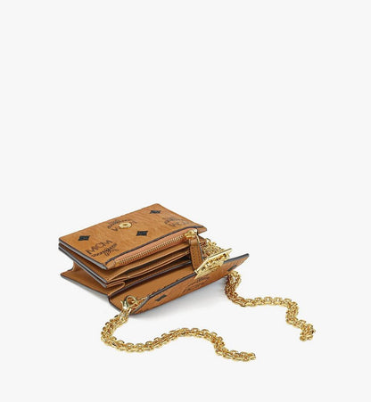 MYAESXT02CO001-Tracy Chain Card Wallet in Visetos|COGNAC