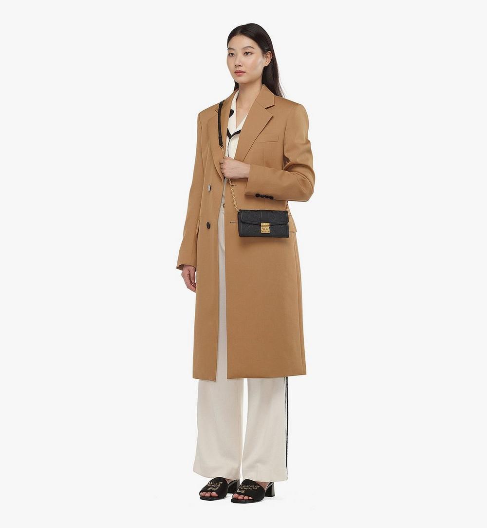 MYLESXT01BK001-Tracy Chain Wallet in Embossed Monogram Leather|BLACK