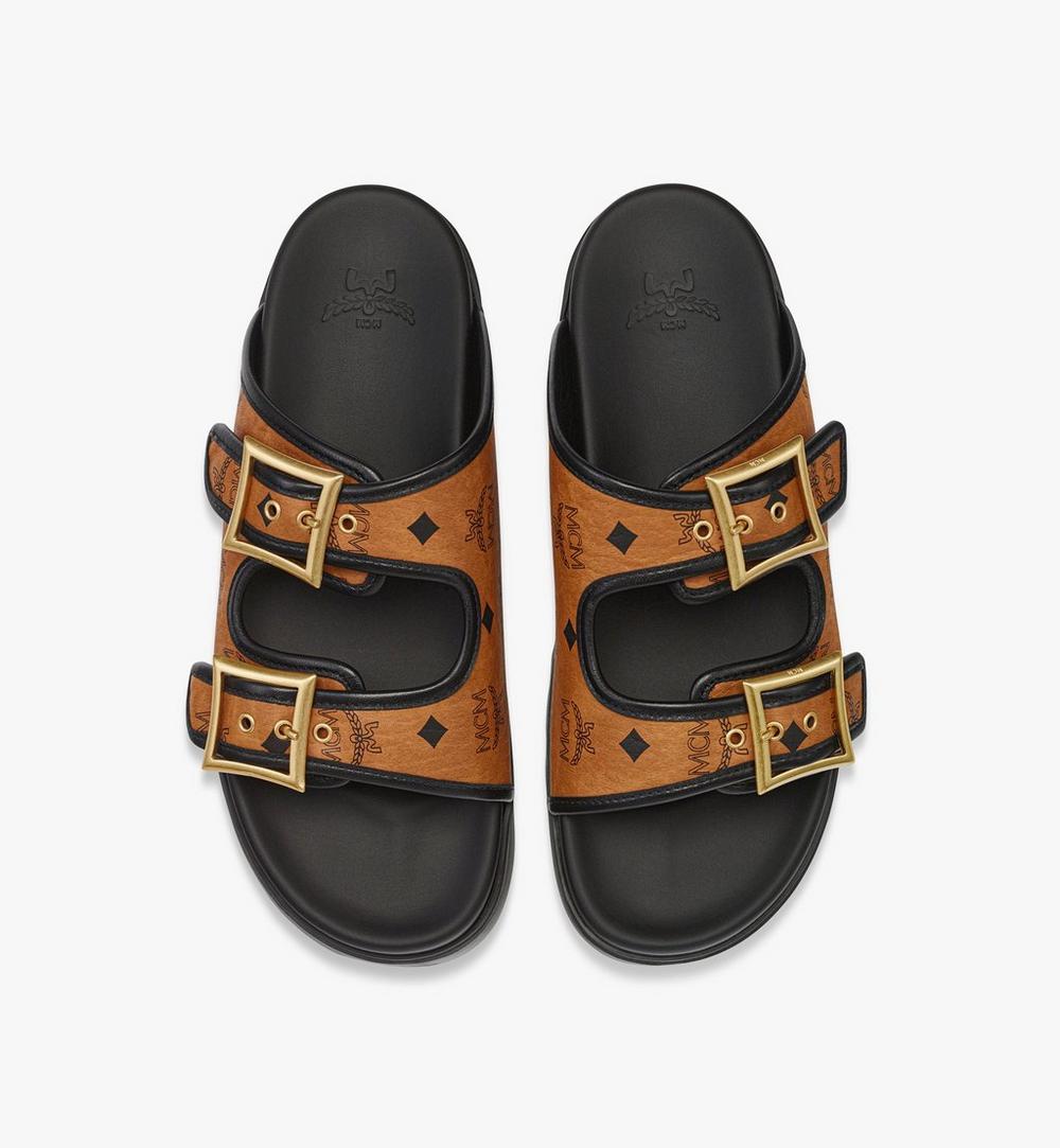 MEXFSMM02CO040-U MCM COL VST FLAT SANDALS CO, 040|COGNAC