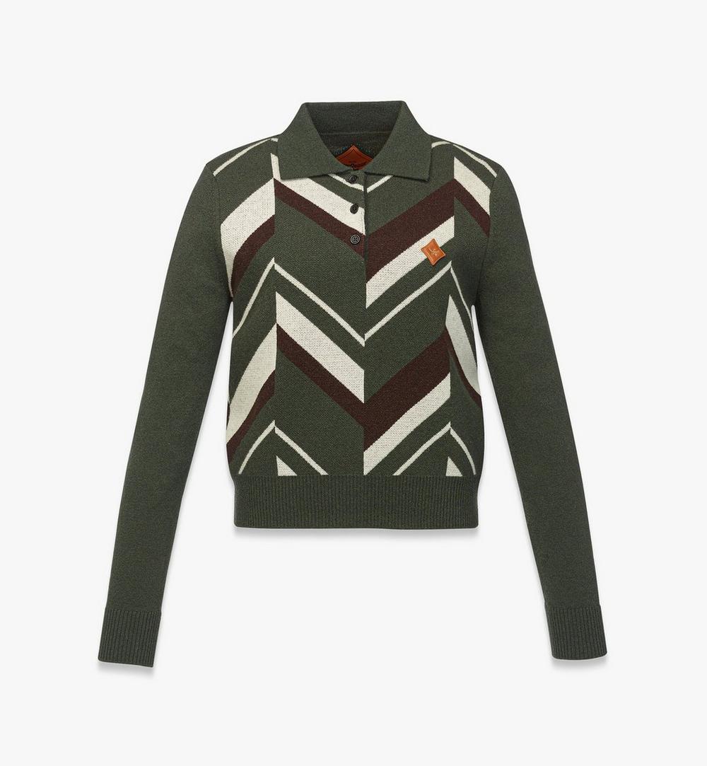 W Mcm Col Knit Jqd Knit Polo K8, Large