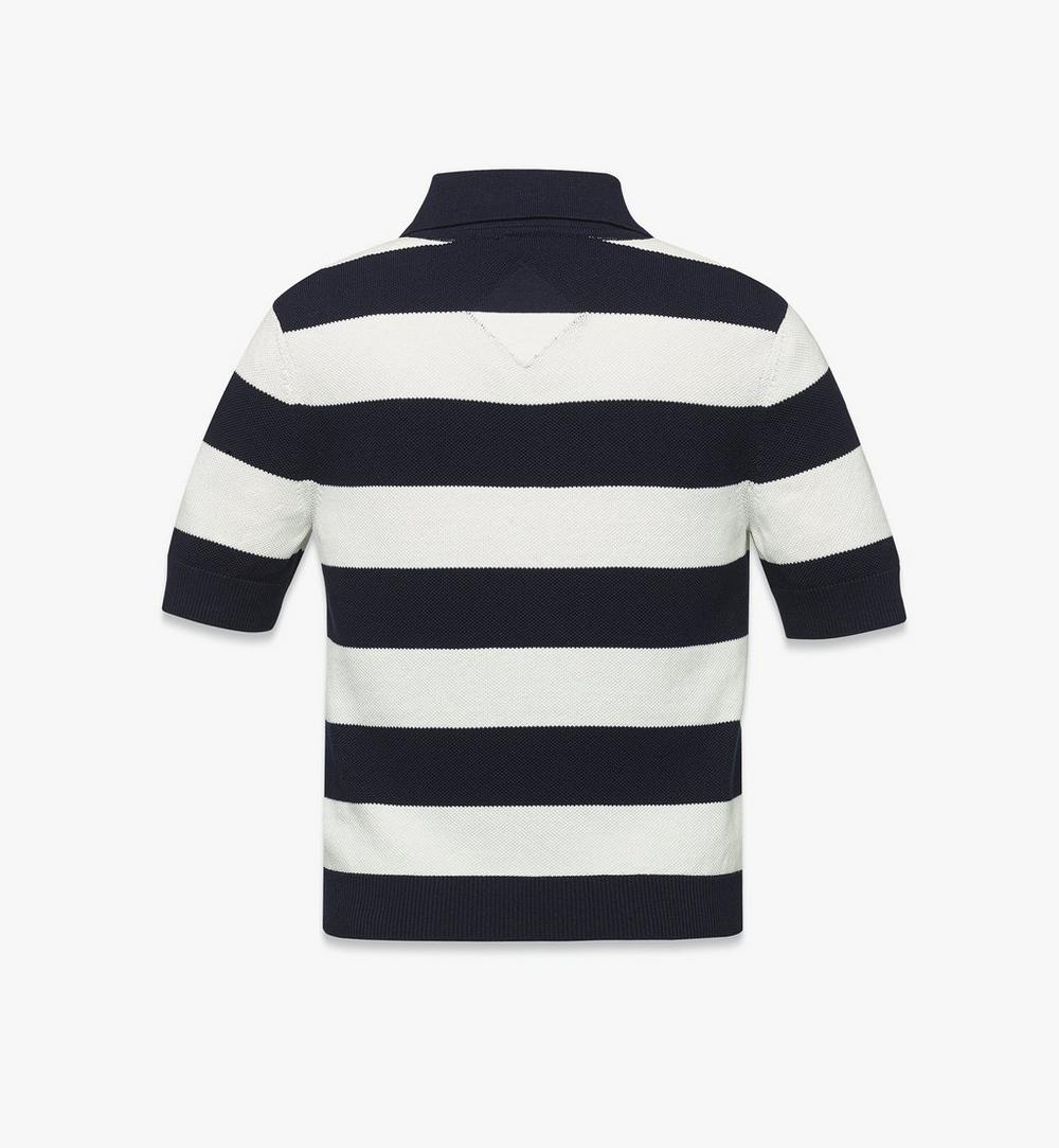 MFTFSMM03VC00M-W MCM COL STRIPE KNIT POLO VC, MEDIUM|NAVY BLAZER