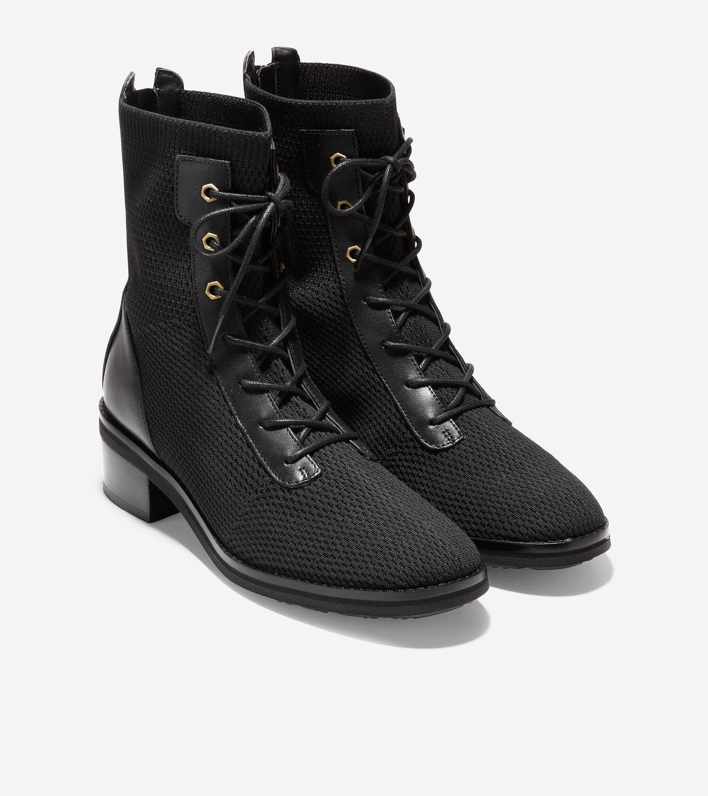 ColeHaan-Piedmont Combat Bootie-w24536-Black Stitchlite™