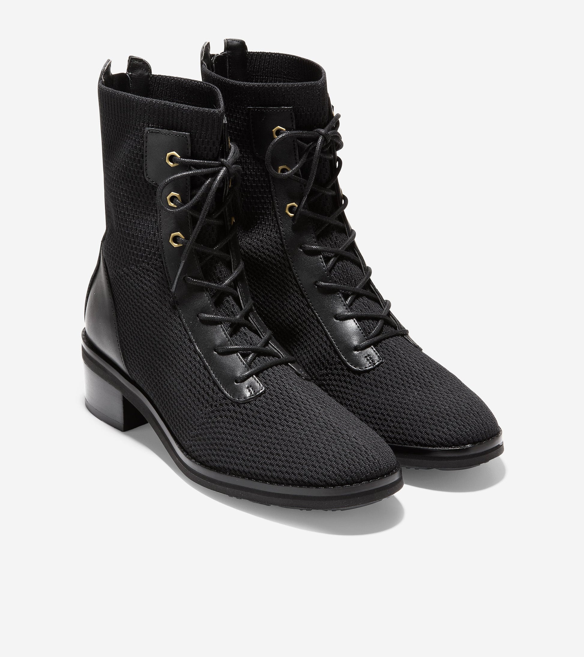 ColeHaan-Piedmont Combat Bootie-w24536-Black Stitchlite™