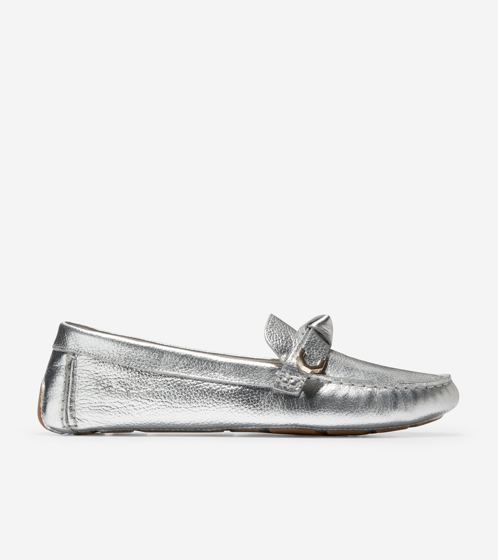 w26007-Evelyn Bow Driver-Silver Leather