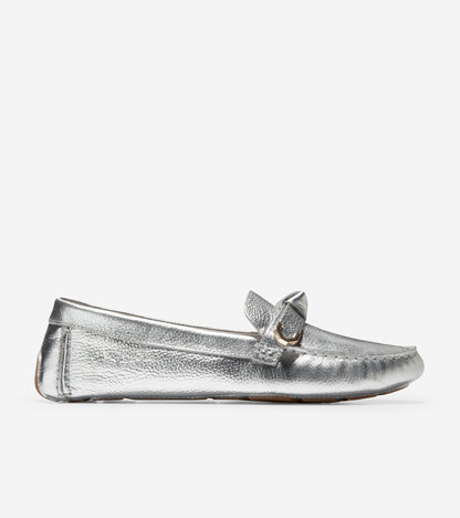w26007-Evelyn Bow Driver-Silver Leather