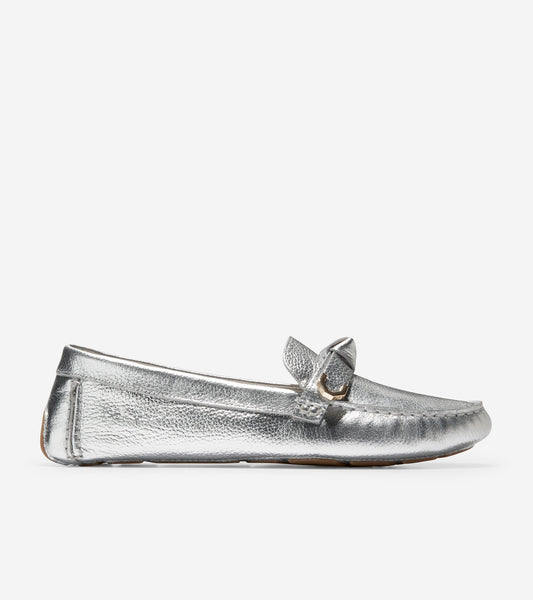 w26007-Evelyn Bow Driver-Silver Leather