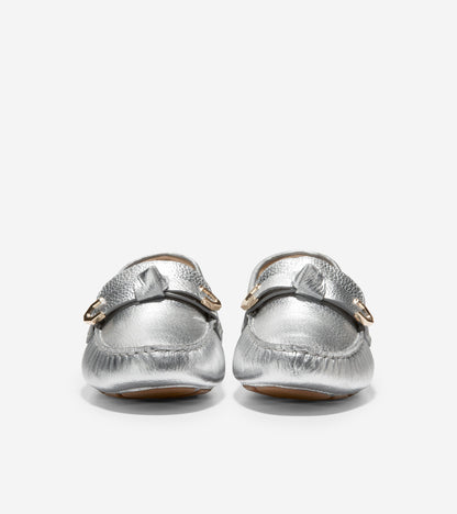 w26007-Evelyn Bow Driver-Silver Leather
