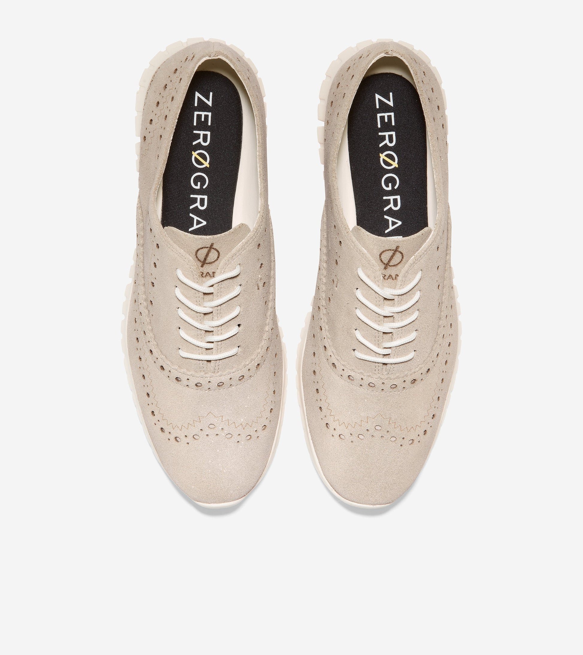 W27409-Women's ZERØGRAND Wingtip Oxford-Metallic Gold Suede