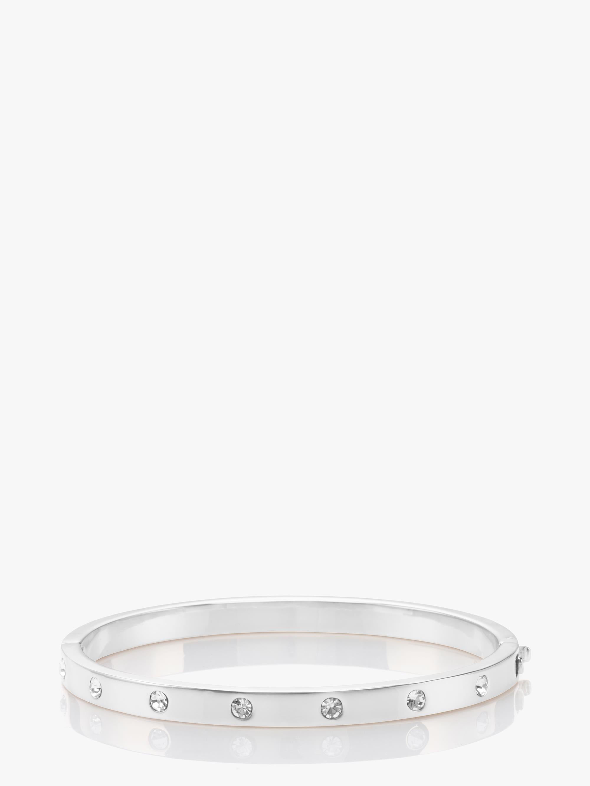WBRUB745-metal stone hinged bangle-Clear/Slvr