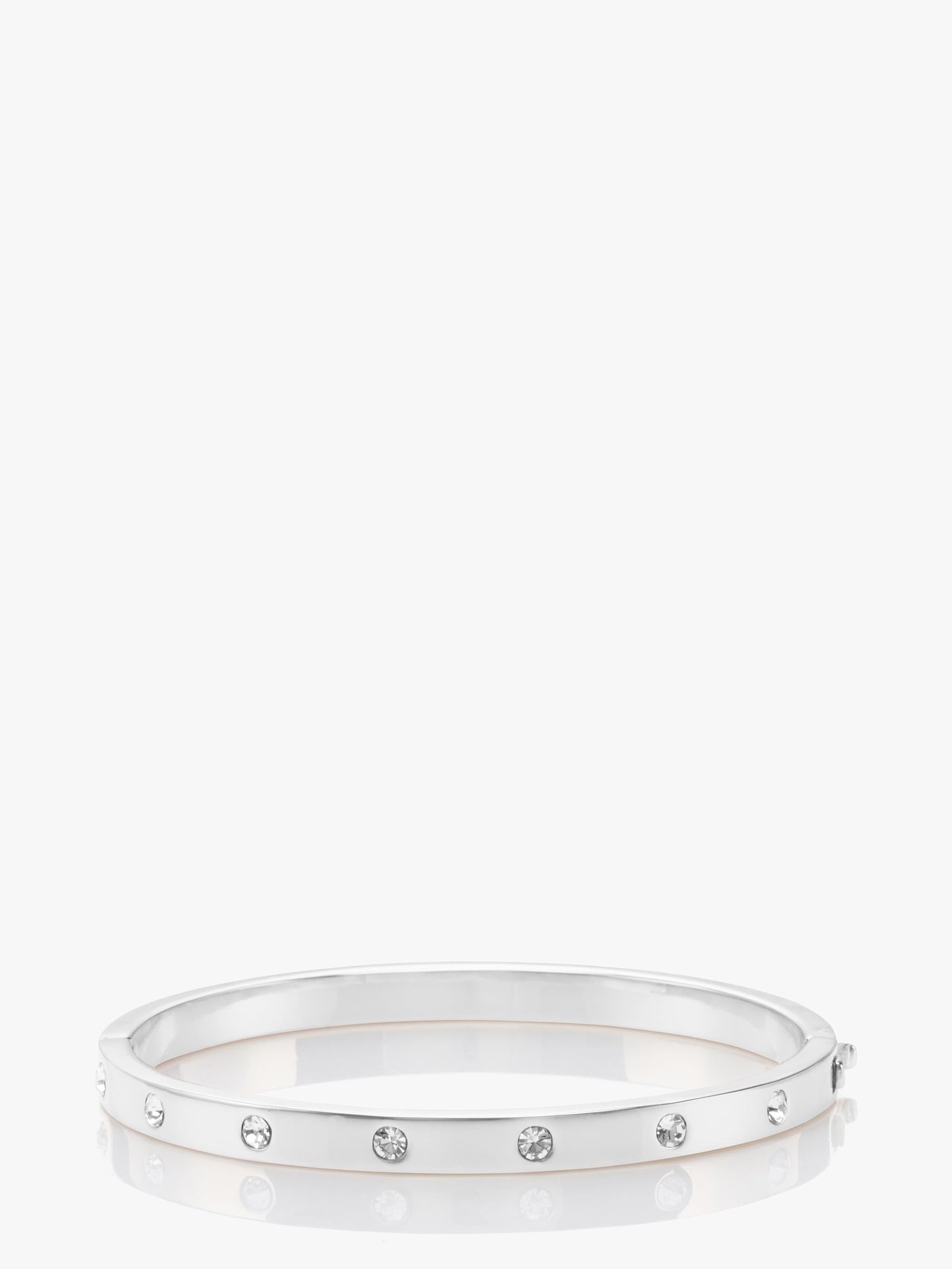 WBRUB745-metal stone hinged bangle-Clear/Slvr