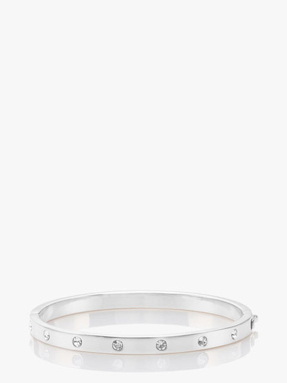 WBRUB745-metal stone hinged bangle-Clear/Slvr
