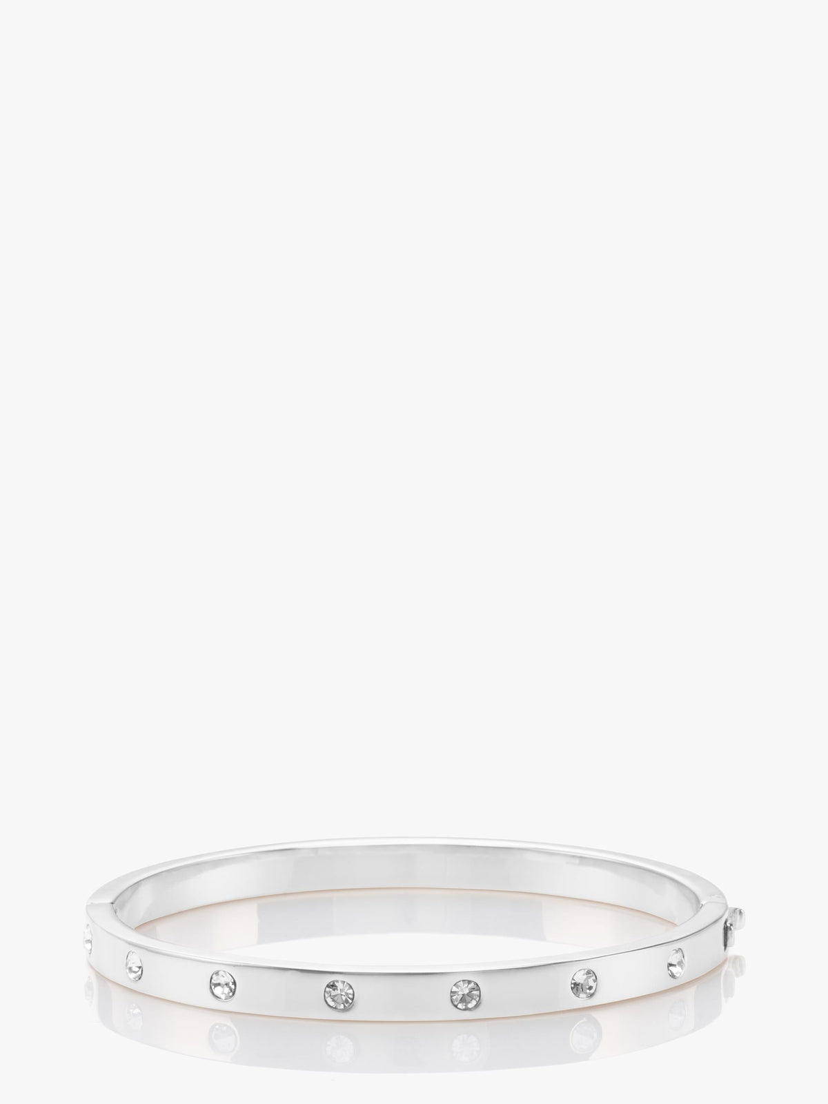 WBRUB745-metal stone hinged bangle-Clear/Slvr