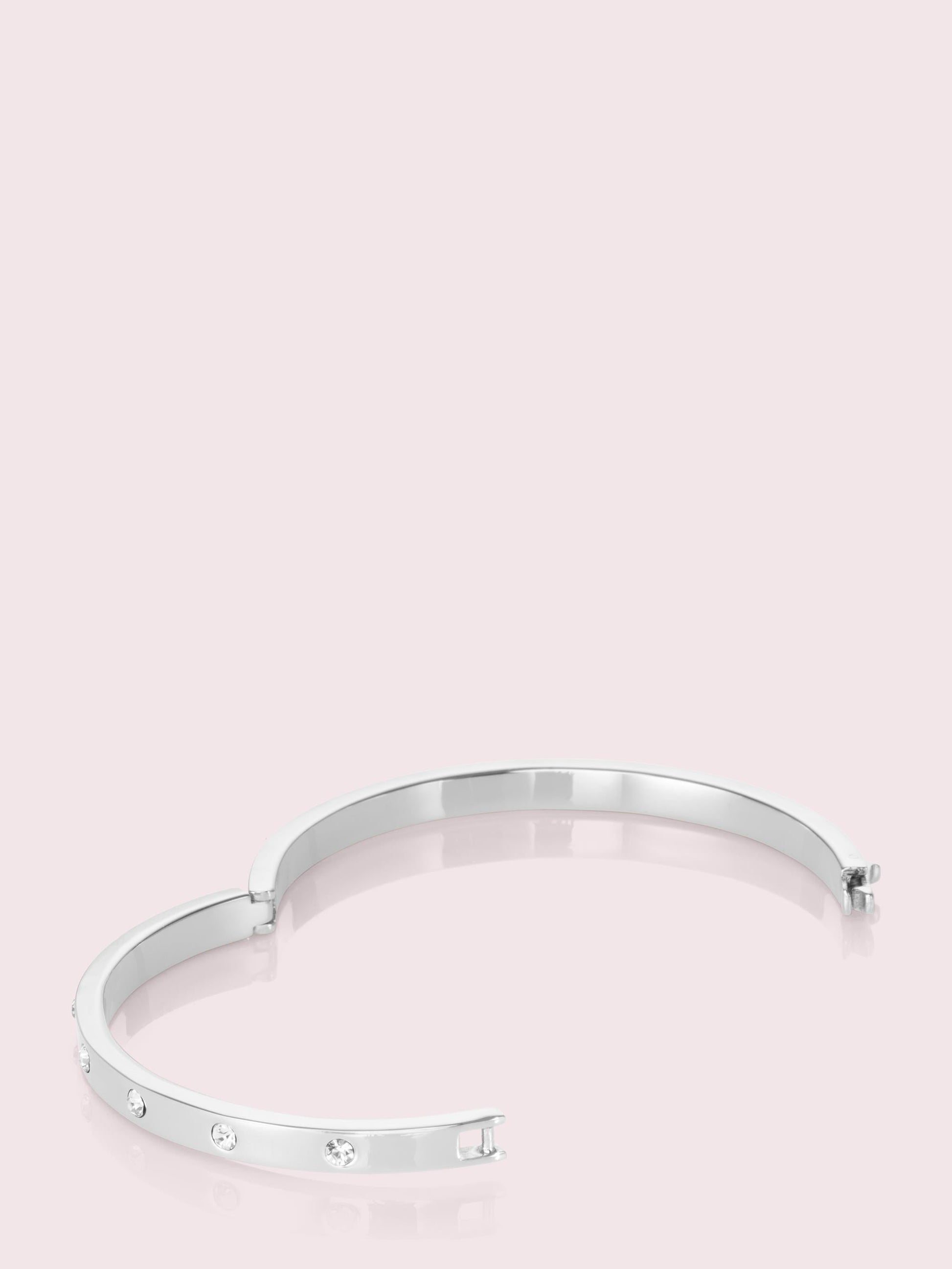 WBRUB745-metal stone hinged bangle-Clear/Slvr