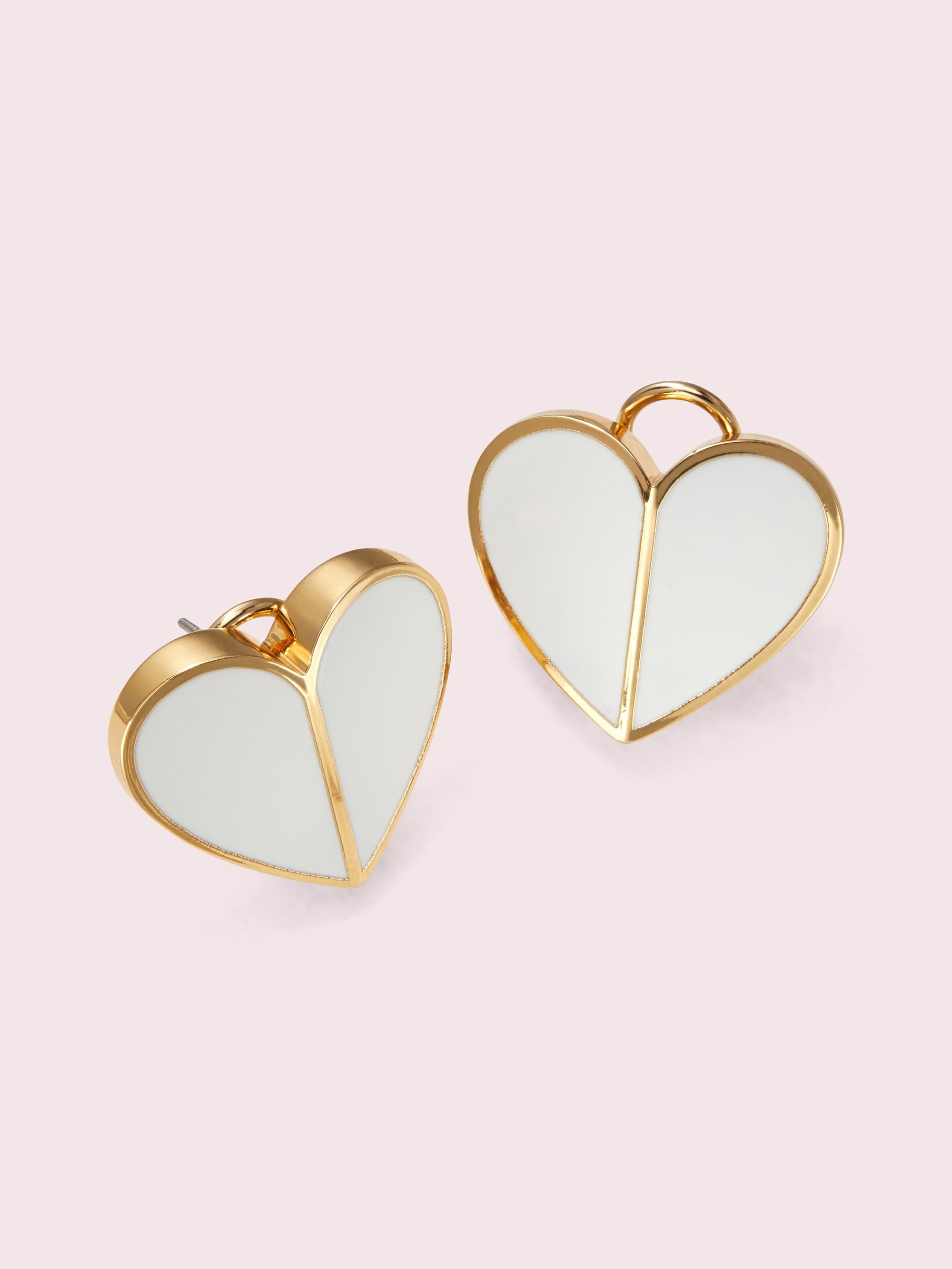 WBRUH252-HEART STATEMENT STUDS WHITE UNSIZED ND- White