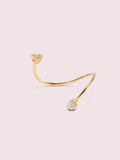 WBRUH643-CAT AND PAVE CUFF CLEAR/GOLD UNSIZED ND-Clear/Gold