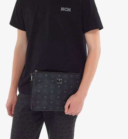 MXZAAVI03BK001-Wristlet Zip Pouch in Visetos Original|BLACK